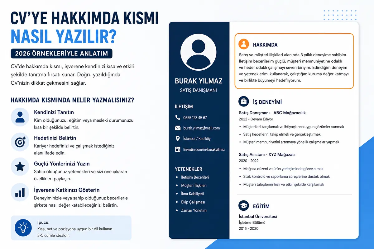 CV’ye Hakkımda Kısmı Nasıl Yazılır? 2026 Örnekleriyle Anlatım