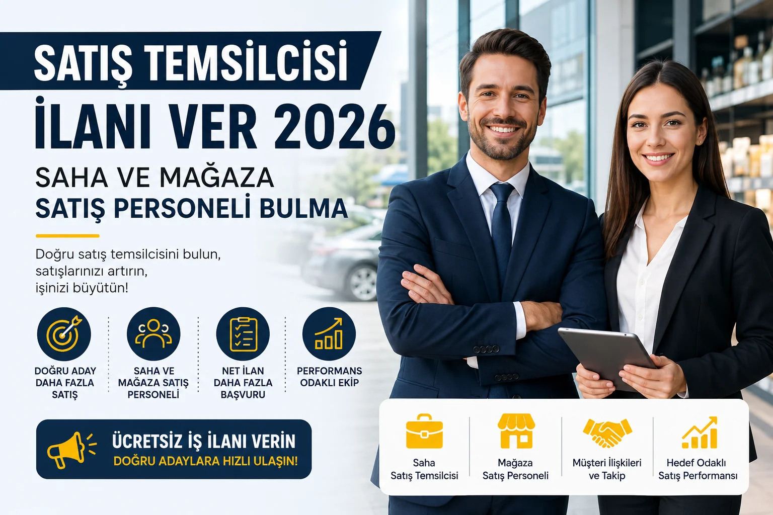 Satış Temsilcisi İlanı Ver 2026: Saha ve Mağaza Satış Personeli Bulma